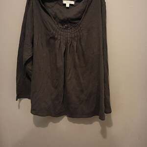 Company Ellen Tracy Black Pleated Lace Trim Blouse 2X